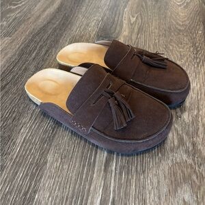 Brown Suede Loafers with Tassels